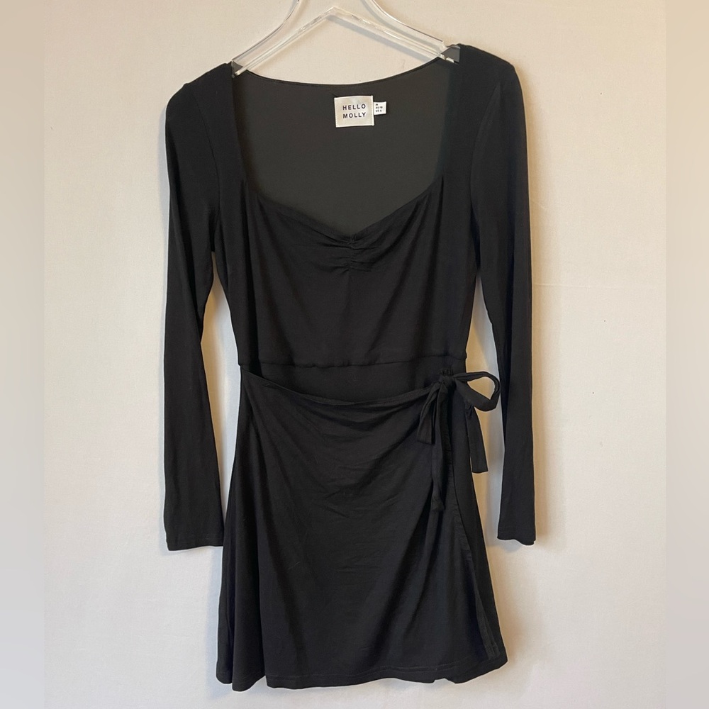 Wrap Skirt Fitted Knit Mini Dress M - Picture 3 of 13